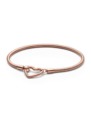 Pandora Moments Heart Closure Snake Chain Bracelet - 14k rose gold plating