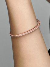 Pandora Signature I-D Pavé Bangle - 14k rose gold plating