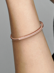 Pandora Signature I-D Pavé Bangle - 14k rose gold plating