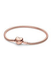 Pandora Moments Heart Clasp Snake Chain Bracelet - 14k rose gold plating