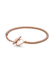 Pandora Moments Heart T-Bar Snake Chain Bracelet - 14k rose gold plating