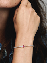 Red Sparkling Heart Tennis Bracelet - Sterling silver