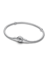 Pandora Moments Rose in Bloom Clasp Snake Chain Bracelet - Sterling silver