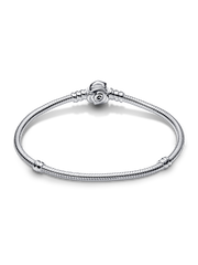 Pandora Moments Rose in Bloom Clasp Snake Chain Bracelet - Sterling silver