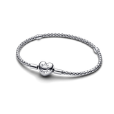 Heart Clasp Studded Chain Bracelet - Sterling silver