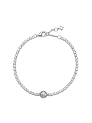 Sparkling Halo Tennis Bracelet - Sterling silver
