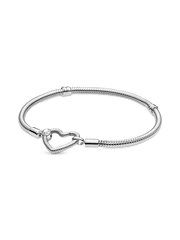Pandora Moments Heart Closure Snake Chain Bracelet - Sterling silver