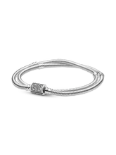 Pandora Moments Double Wrap Barrel Clasp Snake Chain Bracelet/Necklace