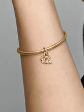 Sparkling Heart & Family Tree Dangle Charm - 14k gold