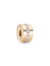 Clear Sparkling Row Clip Charm - 14k gold