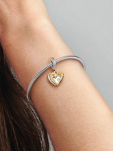 FINAL SALE - Shooting Star Hearts Double Dangle Charm - Sterling silver, 14k gold plating