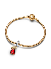 Two-tone Red Envelope Dangle Charm - Sterling silver, 14k gold plating