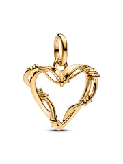 Wire Heart Dangle Charm - 14k gold plating