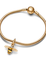 Sparkling Bee Dangle Charm - 14k gold plating