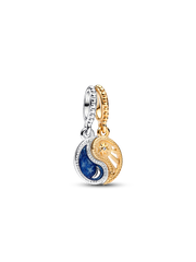 Two-tone Splittable Sun & Moon Dangle Charm - Sterling silver, 14k gold plating