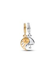 Two-tone Splittable Sun & Moon Dangle Charm - Sterling silver, 14k gold plating