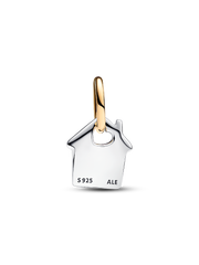 FINAL SALE - Two-tone Grandma's House Dangle Charm - Sterling silver, 14k gold plating