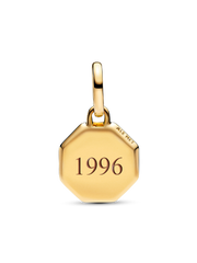 Blue Engravable Mini Medallion Charm - 14k gold plating