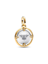 Bee Medallion Charm - Sterling silver, 14k gold plating