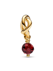 Faceted Red Eternity Circle Dangle Charm - 14k gold plating