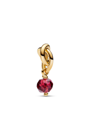 Faceted True Red Eternity Circle Dangle Charm - 14k gold plating