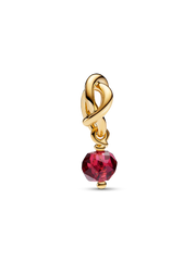 Faceted True Red Eternity Circle Dangle Charm - 14k gold plating