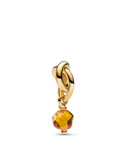 Faceted Honey Eternity Circle Dangle Charm - 14k gold plating