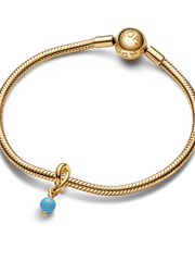 Turquoise Blue Eternity Circle Dangle Charm - 14k gold plating