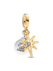 Engravable North Star Lab-grown Diamond Dangle Charm - 0.009 ct TW, Sterling silver, 14k gold plating