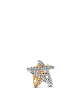 Sparkling Crossover Star Charm - Sterling silver, 14k gold plating