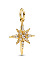 Sparkling North Star Dangle Charm - 14k gold plating