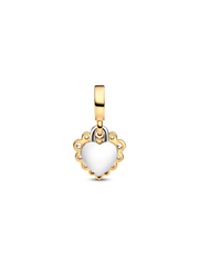 Sparkling Heart Double Dangle Charm - Sterling silver, 14k gold plating