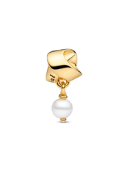 FINAL SALE - Treated Freshwater Cultured Pearl Ribbon Charm - 14k gold plating