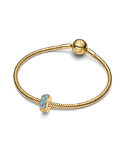 Aqua Blue Clip Charm - 14k gold plating