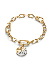 Sun and Moon Medallion Charm - Sterling silver, 14k gold plating