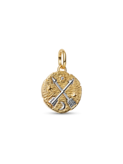 Crossing Arrows Medallion Charm - Sterling silver, 14k gold plating