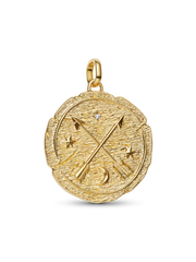 Crossing Arrows Oversized Medallion Charm - 14k gold plating