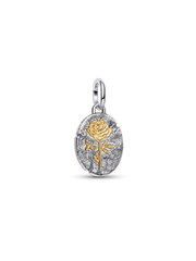 Rose Medallion Charm - Sterling silver, 14k gold plating