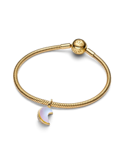 Sparkling Crescent Moon Dangle Charm - 14k gold plating