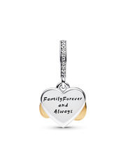 Sparkling Infinity Heart Dangle Charm - Sterling silver, 14k gold plating