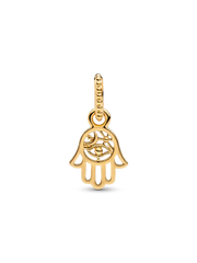 Protective Hamsa Hand Dangle Charm - 14k gold plating