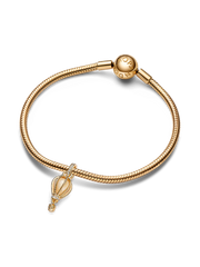 Sparkling Clear Hot Air Balloon Dangle Charm - 14k gold plating