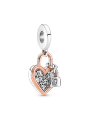 Pandora Moments Studded Chain Necklace and Heart Dangle Set