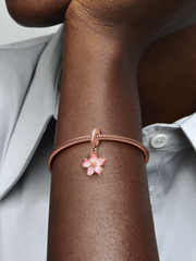 Cherry Blossom Dangle Charm - 14k rose gold plating