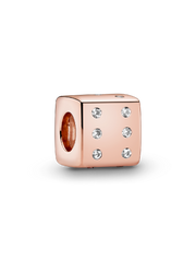 FINAL SALE - Sparkling Dice Charm - 14k rose gold plating