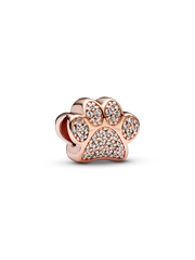 FINAL SALE - Sparkling Paw Print Charm - 14k rose gold plating
