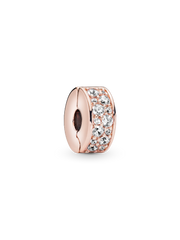 Clear Pavé Clip Charm - 14k rose gold plating