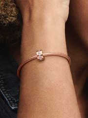 Sparkling Row Spacer Charm - 14k rose gold plating
