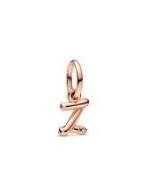 FINAL SALE - Letter Z Script Alphabet Dangle Charm - 14k rose gold plating