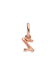 FINAL SALE - Letter Z Script Alphabet Dangle Charm - 14k rose gold plating